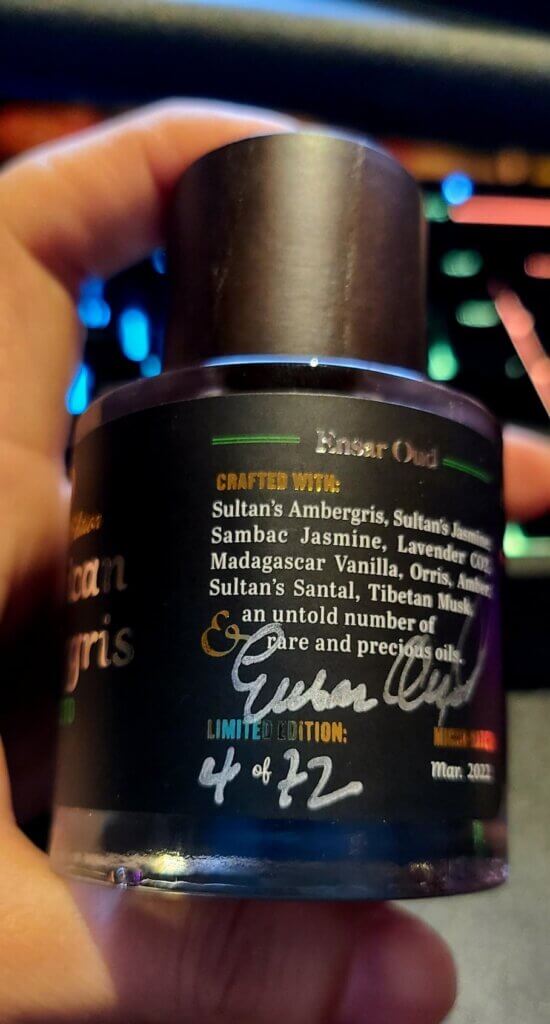 Ambergris Oud Musk Perfume Signed